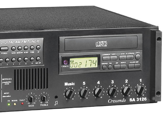 Tuner FM + player CD/MP3 + mixer/WZMACNIACZ 3-strefy, 120W-100V <br /> <br /> SA 3126