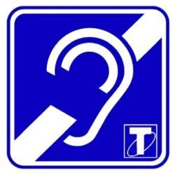Piktogram T-Coil, wskazujący na możliwość korzystania z urządzeń wspomagających słuch, wykorzystujących pętle indukcyjne